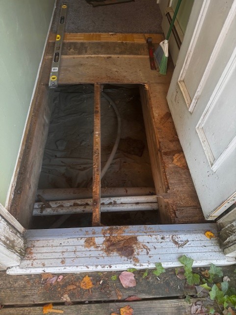 Floor repair in progress